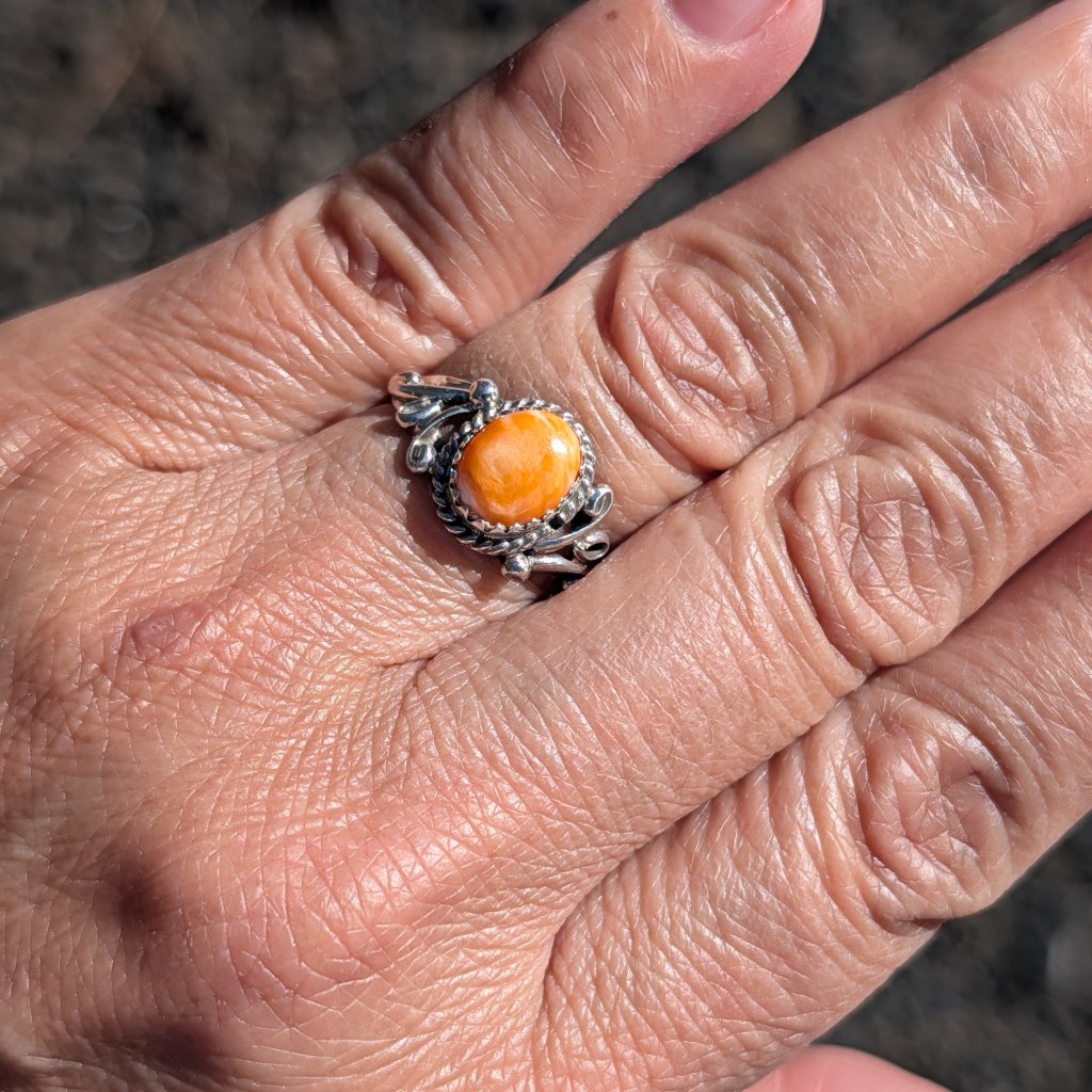 Handmade Navajo Sterling Silver Spiny Oyster Ring Jewelry Size 6.5us **